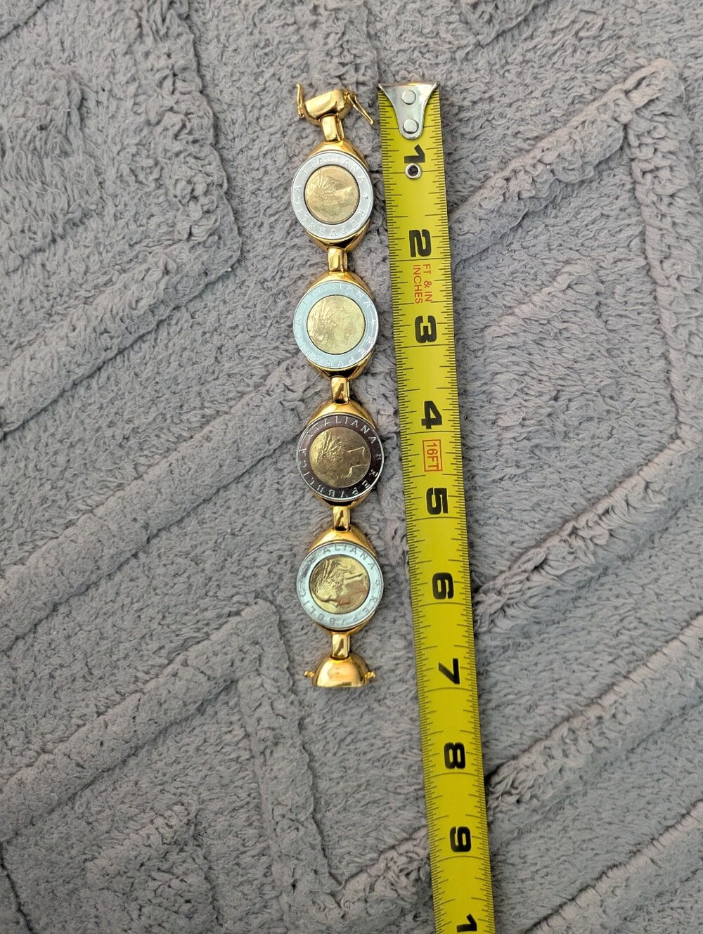 Milor Italy Two-Tone Coin Link Bracelet - Gold and Silver - Picture 7 of 10